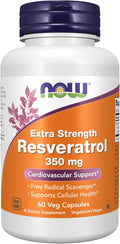 NOW Foods Supplements, Extra Strength Resveratrol 350mg, Natural Trans Resveratrol from 700 mg Japanese Knotweed Extract, 60 Veg Capsule