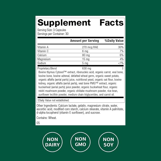 Standard Process Inc. Congaplex, Thymus Gland Support Supplement, Support Immune Health with Calcium Lactate, Magnesium, Vitamin C & Vitamin A, Immune System Aid with Mushroom Powder - 90 Capsules