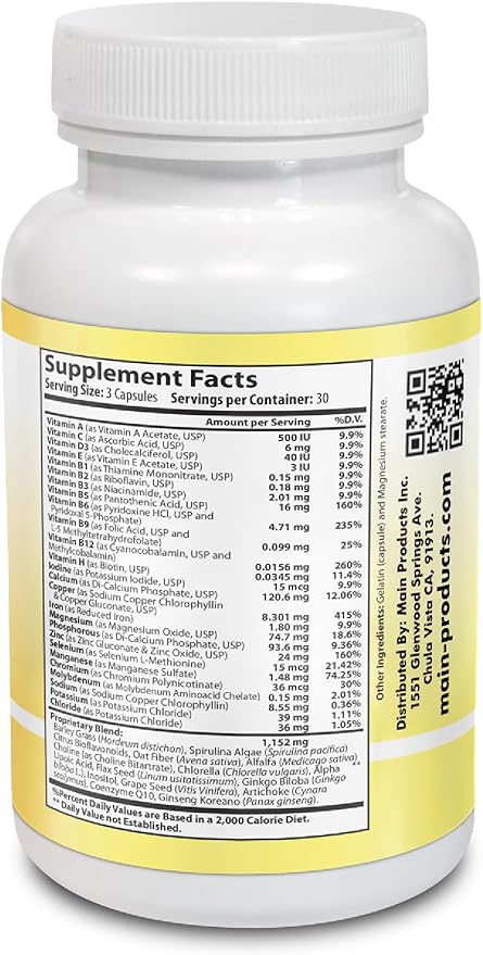 Vitamin Complex Multivitamins and Multiminerals - 12 Vitamins and 14 Minerals, Vitamin A C D3 E B1 B2 B3 B5 B6 B9 B12 H and Minerals - 90 capsules 41 Active Ingredients, Micronized for max absorption.