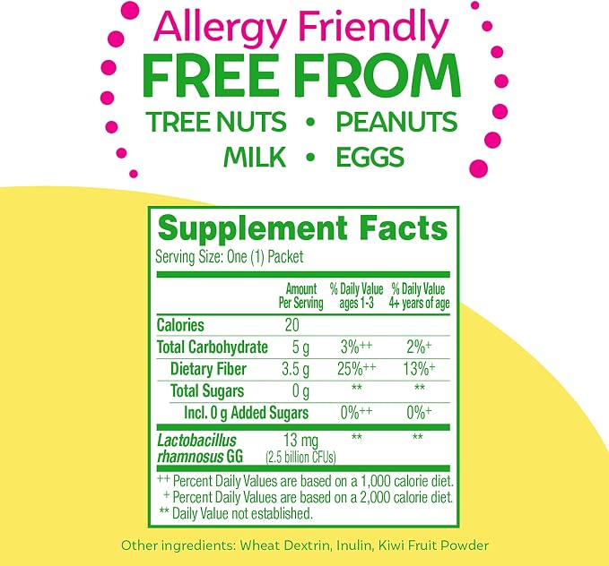Culturelle Kids Probiotic + Fiber Packets (Ages 3+) - 24 Count - Digestive Health & Immune Support - Helps Restore Regularity (Packaging may vary)