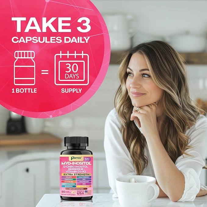 Myo-Inositol Supplement with D-Chiro Inositol, DIM, Berberine, Vitamin D3 + K2, Methylated B12, Chromium, Ceylon Cinnamon, Zinc, Ashwagandha, Chasteberry, Magnesium, Bioperine, Bitter Melon (2 Pack)