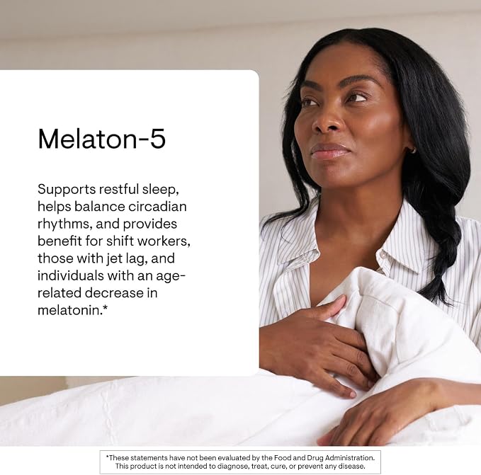 THORNE - Melaton-5-5 mg Melatonin Supplement - Supports Normal Circadian Rhythms, Restful Sleep & Relaxation* - Third-Party Certified - Gluten, Dairy & Soy-Free - 60 Capsules
