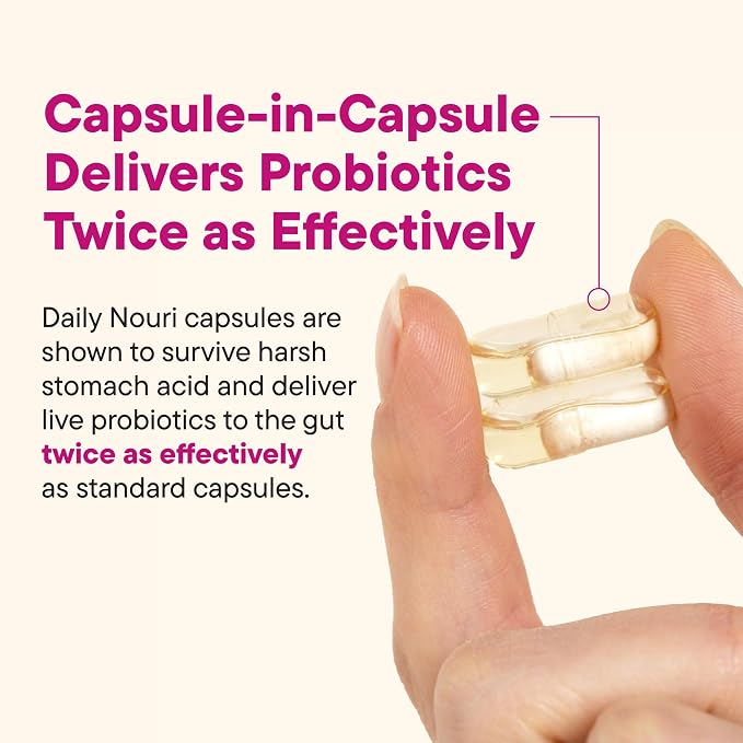 Daily Nouri Probiotics for Women | Vaginal Health + Urinary Tract Support | Vaginal pH & Microbiome Balance | 5 Clinically Studied Strains + Cranberry & Omega | 60-Day Supply