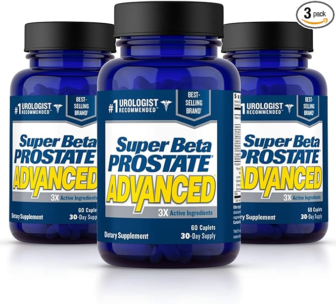 SUPER BETA PROSTATE Advanced – Reduce Bathroom Trips, Promote Sleep, Support Bladder Emptying. Prostate Supplement for Men with Beta Sitosterol, not Saw Palmetto (180 Caplets, 3-Pack)