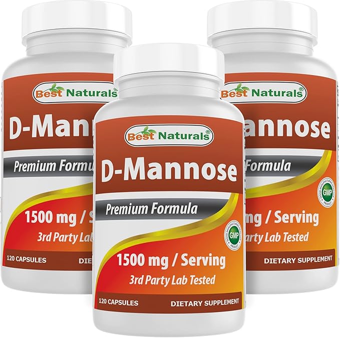 Best Naturals D-Mannose 1500 mg Per Serving 120 Capsules (Pack of 3)