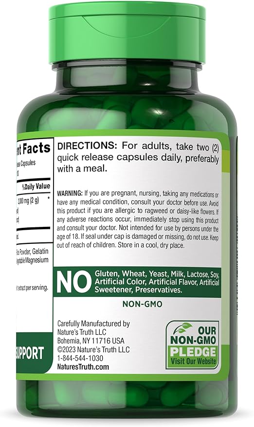 Nature's Truth Milk Thistle Supplement | 200 Capsules | Non-GMO and Gluten Free Seed Extract | Silymarin Marianum