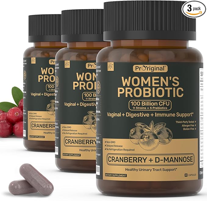 Probiotics for Women – Women’s Probiotic for Digestive, Vaginal, Urinary Health & pH Balance – 100 Billion CFU, 11 Strains with Organic Prebiotics, Cranberry Extract, D-Mannose – Non-GMO, 180 Caps
