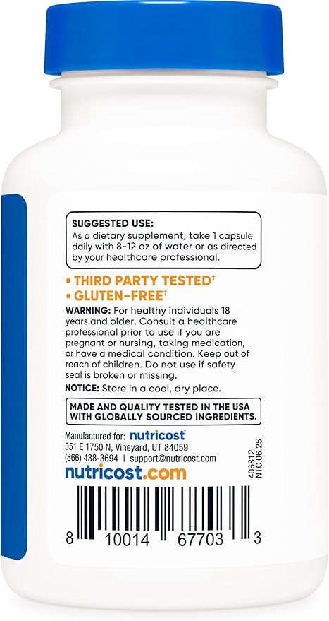 Nutricost Zinc Carnosine 86mg, 120 Capsules - Non-GMO, Gluten Free, Zinc L-Carnosine Supplement