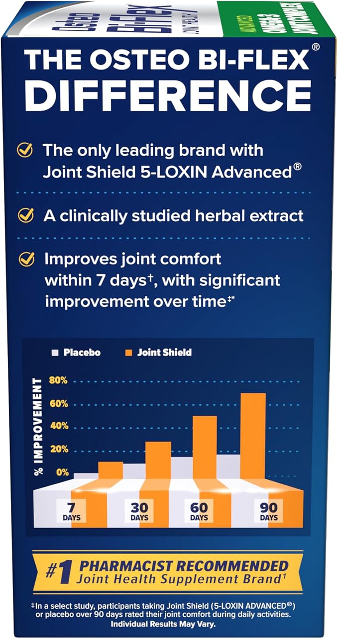 Osteo Bi-Flex Advanced Omega-3 Joint Complex Algae Oil Plant-Based Supplement, Improve Joint Function, Strength, Flexibility, Mobility 80 Softgels