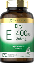 Carlyle Dry Vitamin E 400 IU | 120 Capsules | D-Alpha Tocopheryl | High Potency Formula | Non-GMO and Gluten Free