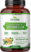 Zazzee Extra Strength Boswellia 10:1 Extract, 65% Boswellic Acid, 180 Vegan Capsules, 6 Month Supply, Boswellia Serrata, Joint Comfort, Mobility & Flexibility Support, Non-GMO, Made in the USA