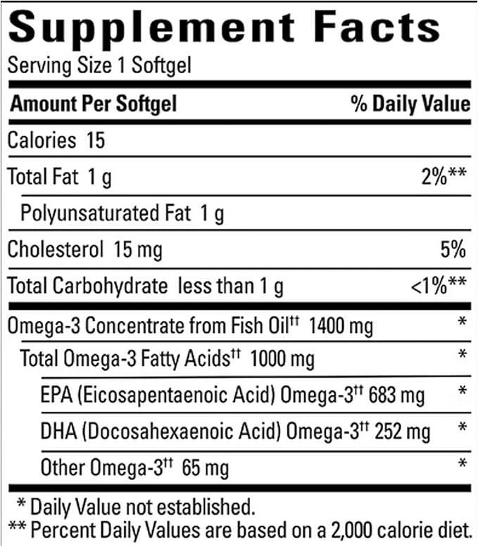 Nature Made Ultra Omega-3 Burpless Fish Oil 1400 mg Softgels w. Omega 3 1000 mg 130 Ct