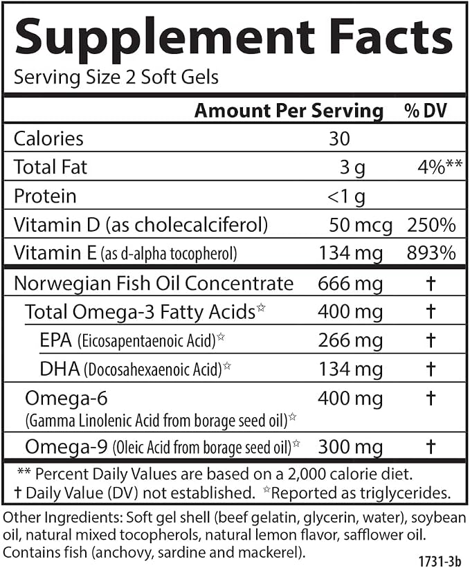 Carlson - Omega Complete Gems, Omega-3-6-9, Wild Caught, Sustainably Sourced, Heart Health, Joint Function & Immune Support, 90 Softgels