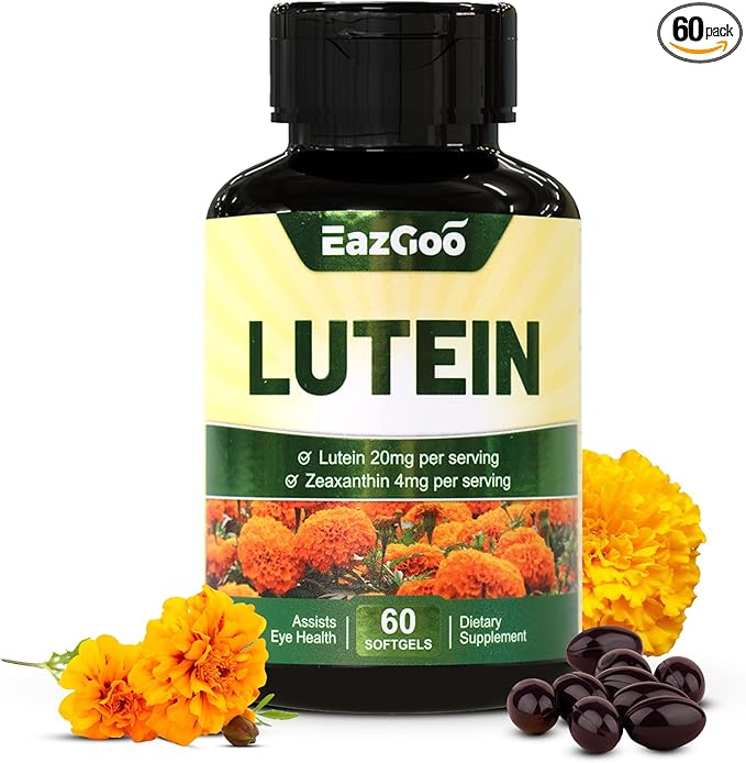 Lutein for Eyes, Lutein 20mg, Lutein and Zeaxanthin Supplements, Eye Supplements, Eyestrain Relief & Support Vision Health, Vegan, 60 Softgels