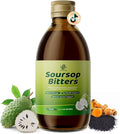 Soursop Bitters Liquid with Black Seed, Turmeric & Moringa-Pure 15 in 1 Herb Soursop Tea for Immune System, Digestive & Gut Health, Antioxidant,Skin Health Support 8 fl oz