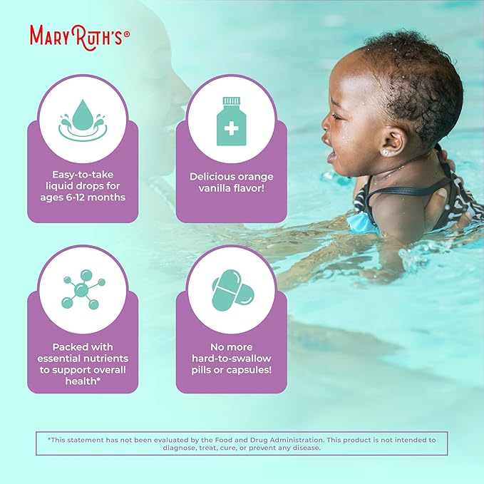 MARYRUTH'S Organics Multivitamin for Infants | USDA Organic | Multivitamin Liquid Drops for Babies 6-12 Months | Immune Support & Overall Wellness | Vegan | Non-GMO | Gluten Free | 2 Fl Oz