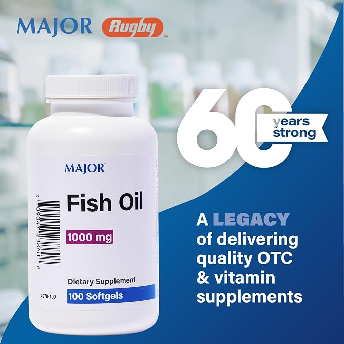 MAJOR Omega-3 Fish Oil - Fish Oil Supplement 1000mg - 100 Softgels (3-Pack)
