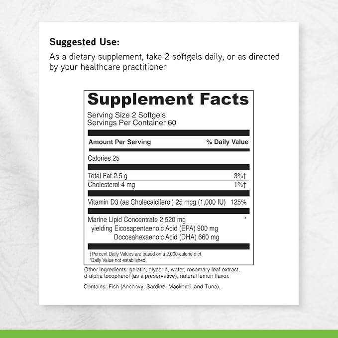 DAVINCI Labs Omega 3 HP-D - Dietary Supplement for Healthy Joints and Immune, Cardiovascular and Skin Health Support - with Vitamin D3 and More- Gluten-Free - Lemon Flavor - 120 Softgels