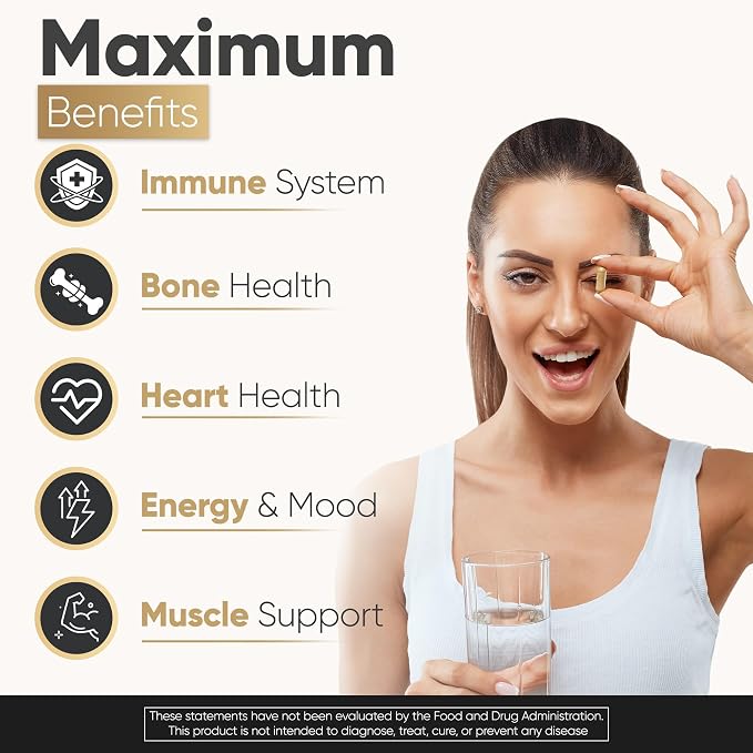 Vitamin D3 K2 Supplement 5000 IU 100 mcg MK7 – High Potency D3+K2 Capsules for Artery Health, Heart Support & Strong Bones Non-GMO Third-Party Tested d3+k2 Vitamin Supplement Artery Armor -120 Count