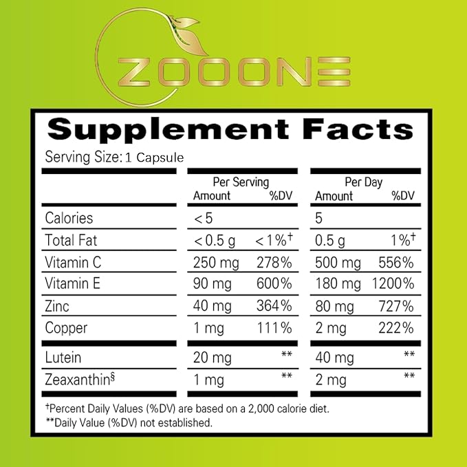 zooone- Lutein Eye Vitamins Supplement for Macular Health and Dry Eye, Contains Lutein, Zinc, Vitamins C/E & Zeaxanthin to Support Eye Health, 90 Tablets (3)