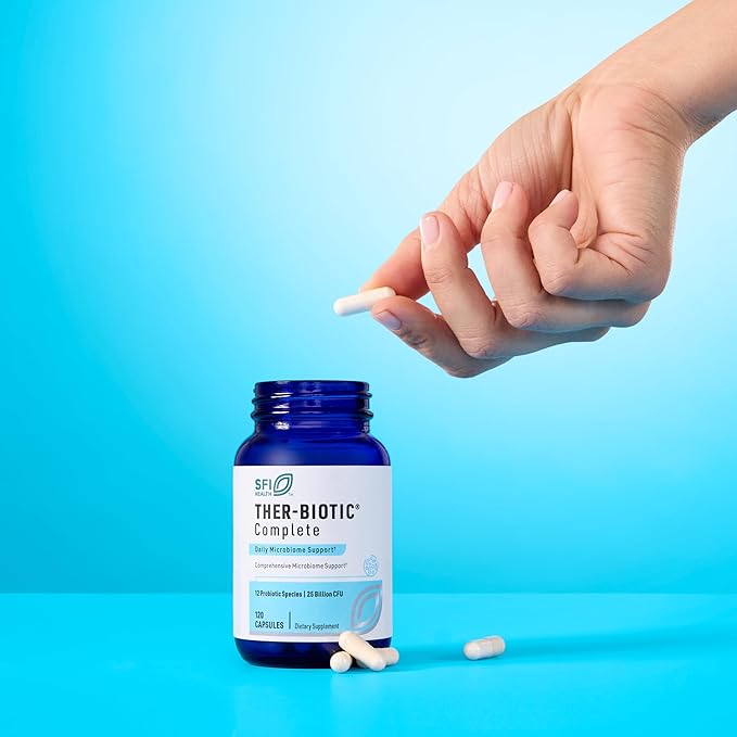 Klaire Labs SFI Health Ther-Biotic Complete - 25 Billion CFU Gut Probiotics for Women and Men - Hypoallergenic, 12 Strain Probiotic Capsules for Digestive Health and Immune Support (120 ct, 2 Pack)