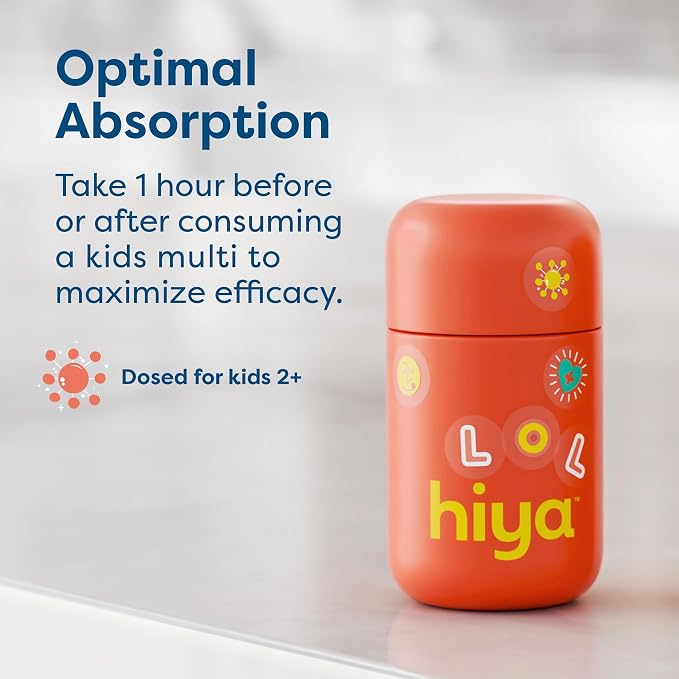 Hiya Iron+ Supplements for Kids - High Absorption Iron Supplement - Delicious Strawberry Flavor & Easy on Children's Stomach - No Added Sugar & Third Party Tested - 30 Day Refill Supply for Toddlers