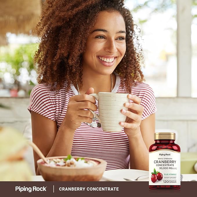 Piping Rock Cranberry Pills | 120 Capsules | Supplement for Women & Men | Triple Strength Concentrate Extract Plus Vitamin C | Non-GMO, Gluten Free