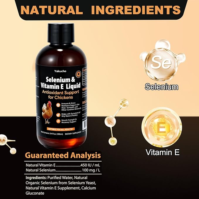 E+S Poultry Vitality Formula | Selenium for Chickens and All Poultry | Nutrient Support Liquid for Energy Balance and Mobility | Feed Mix Additive for Healthy Growth