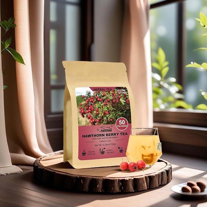 FullChea - Hawthorn Berry Tea Bags, 50 Count, Dried Hawthorn Berries | Pure hawthorn berry tea rich in natural antioxidants, Non-GMO caffeine-free, easy to brew hot daily