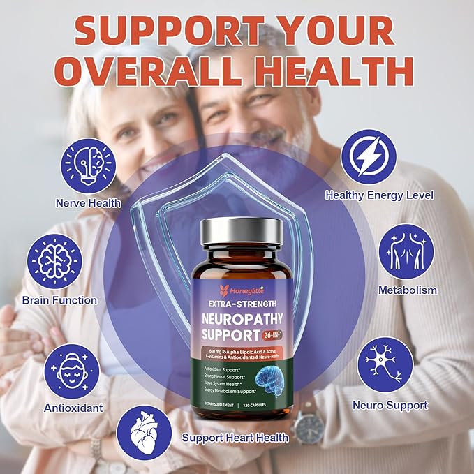 Alpha Lipoic Acid Neuropathy Supplements - with 600mg R-Alpha Lipoic Acid, NAC, ALC, Active Vitamin B12 B1 B2 B6 - for Nerve Heath & Mental Support (120 Count * Pack of 2)