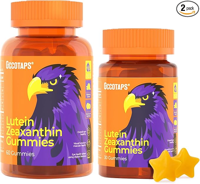 Lutein & Zeaxanthin Eye Vitamins Gummies for Daily Eye Health – 20mg Lutein, Sugar-Free, High-Potency Gummy with Bilberry Extract, Blue Light Support, Star-Shaped Gummies, 90 Count