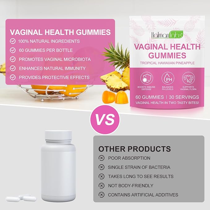 Vaginal Probiotics for Women, PH Balance for Women, Hawaiian Pineapple Gummies for PH Health, Improve Immune, Women's Vaginal Health Supplement, 180 Gummies
