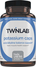 Twinlab Potassium Caps - Electrolyte Supplement for Muscle, Heart & Tissue Health - 180 Capsules, 99 mg