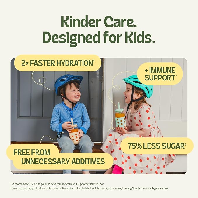 KinderFarms Electrolyte Powder for Kids and Adults - Drink Mix Hydration Packets (Fruit Punch, 16 Count), No Artificial Sweeteners or Flavors, No Synthetic Dyes, Vegan, Non-GMO, Gluten-Free