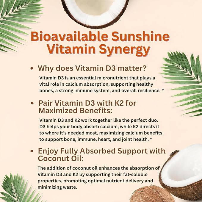 Micro Ingredients Vitamin D3 10,000 IU + K2 MK-7 200 mcg, 300 Softgels with Virgin Coconut Oil | 2-in-1 Vitamins D & K Complex | Extra Strength, Easy to Swallow, Non-GMO, Gluten Free