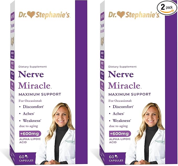 Nerve Miracle Maximum Strength Supplement | Nerve Health Support | Legs, Feet, Hands, Toes | Mega Dose of Alpha Lipoic Acid ALA & Vitamin B12 (Pack of 2)