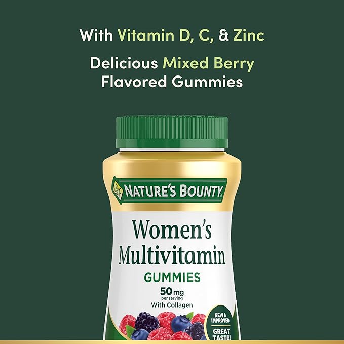 Nature's Bounty Women Multivitamin Gummies, Vitamin Supplements for Adults, General Health, Supports Immune and Bone Health, Mixed Berry and Raspberry Flavored, 90 Gummies