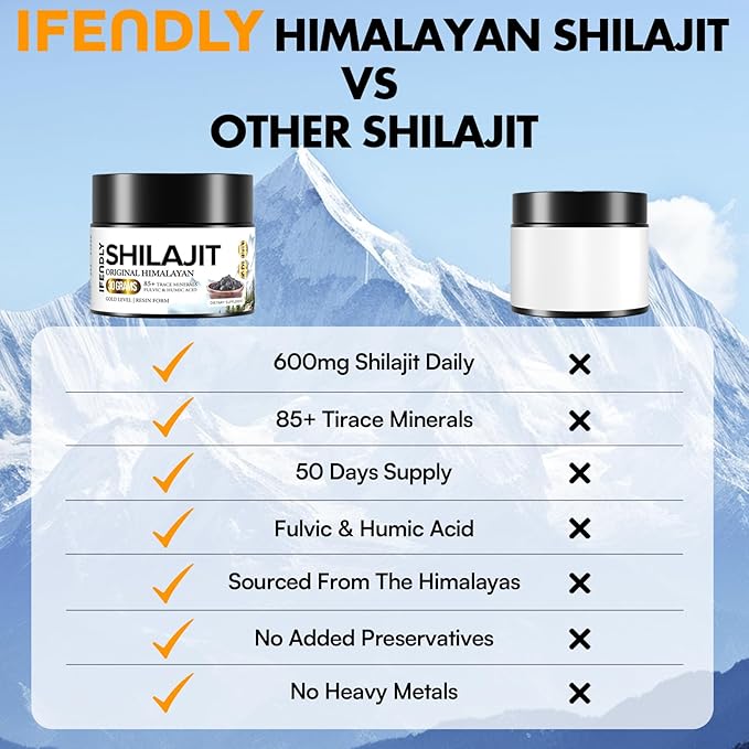 Shilajit Resin, Shilajit for Men & Women, Shilajit Pure Himalayan Organic - 600mg Potency Gold Grade, with 85+ Trace Minerals, Fulvic & Humic Acid, for Stamina, Immunity & Strength, 50 Servings (30g)