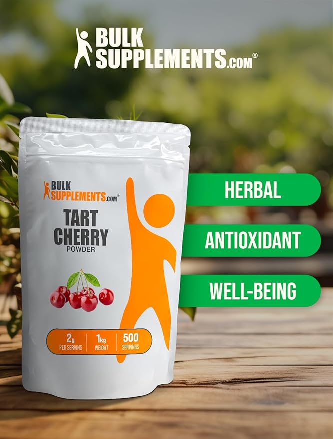 BulkSupplements.com Tart Cherry Powder - Fruit Powder, Tart Cherry Supplements - Antioxidant Source, Gluten Free & No Added Sugar, 2g per Serving, 5kg (11 lbs) (Pack of 5)