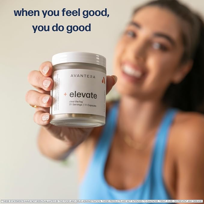 Avantera Elevate Premium Nootropic Supplement - Beat Brain Fog - Best Focus Supplements for Memory & Focus Support - Energy Without Crash - 56 Count Pills for Women & Men*