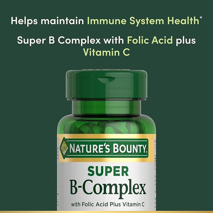 Nature's Bounty Super B Complex Vitamins with Vitamin C & Folic Acid,Vitamins for Immune & Cellular Energy Support,150 Tablets,(Pack of 3)