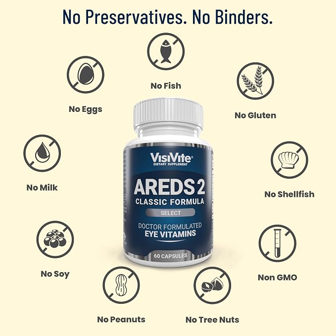 AREDS 2 Select Eye Vitamins for Macular Support - Vitamins for Eyes with Zeaxanthin Plus Lutein Macular Supplement - Premium Macular Health Formula - Eye Supplements - 60 Capsules - (Pack of 3)