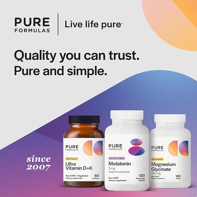 PureFormulas - Melatonin 3 mg - Supports Circadian Rhythms, Restful Sleep, and Relaxation - Pure Melatonin 300 mcg Antioxidant Soy-Free, Dairy-Free - 120 Tablets