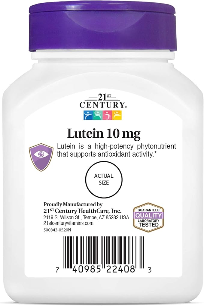 21st Century Lutein 10 mg Tablets, 60 Count (Pack of 2)