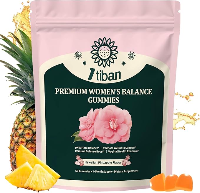 Pineapple Gummies for Women pH Balance, Feminine Probiotics for Vaginigal Health, Nutrition Feminine Gummies, Immune Support, Vegan, Gluten-Free, Hawaiian Pineapple 60 Gummies 30 Servings