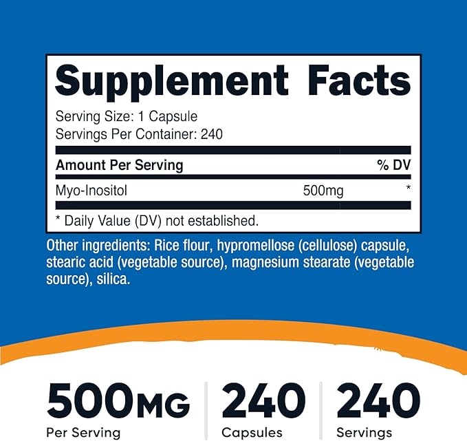 Nutricost Inositol Capsules 500mg, 240 Capsules - Veggie Capsules, Non-GMO, Gluten Free (Myo-Inositol)