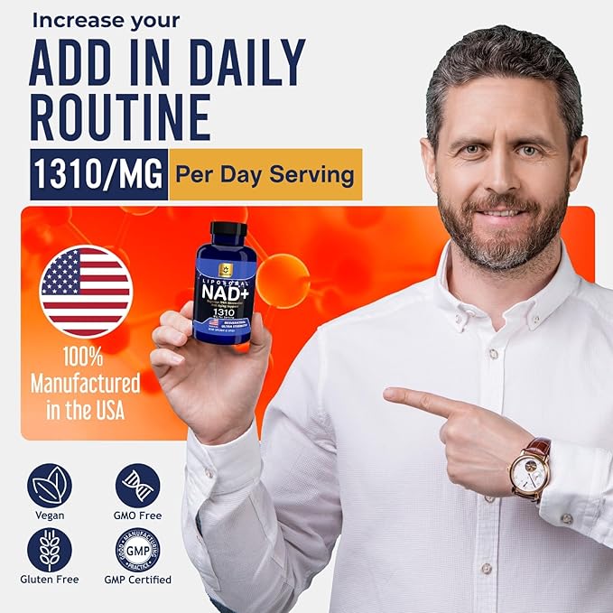 Liposomal NAD Nicotinamide Riboside Equivalent with Trans-Resveratrol 300mg, - Premium Halal NAD Supplement for Energy Metabolism, DNA Repair and Longevity, Vegan, Non-GMO (240 Count (Pack of 4))