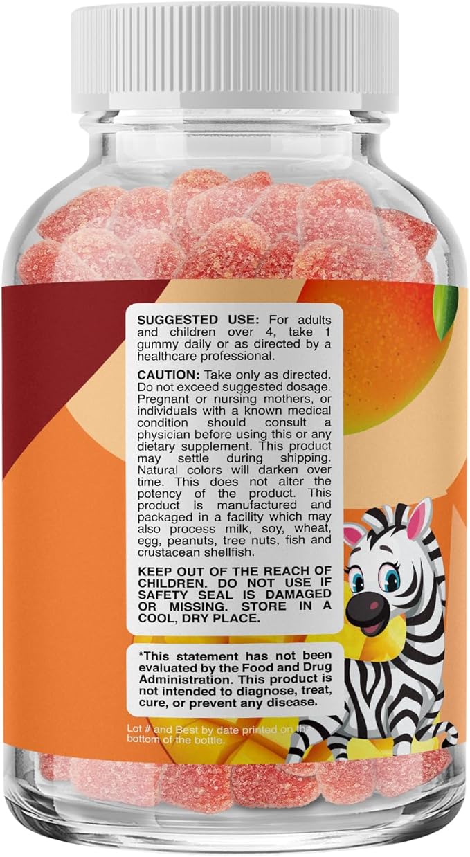 Kids Lutein Gummies - Mango Flavored Potent Lutein and Zeaxanthin Supplements for Eye Health - Eye Vitamins for Blue Light Protection, Dryness, Strain Support & Visual Sharpness - 60 Count