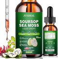 7-in-1 Soursop Graviola with Sea Moss Liquid Drops, Soursop Bitters Liquid Rich in Multivitamin for Digestive Antioxidant, Immune Boost, Cell Support & Regeneration, 2 Fl Oz