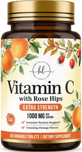 Vitamin C 1000mg Per Serving - Extra Strength with Rose Hips Bioflavonoids - Sugar Free Vitamin C Chewable Pills, Vit C Supplement for Immune Support & Antioxidant, USA Bottled - 60 Chewable Tablets